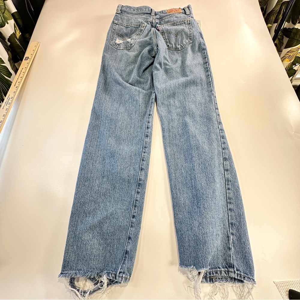 Levi’s 94 Baggy Distressed Jeans High Rise Raw Hem W26 - Picture 3 of 11